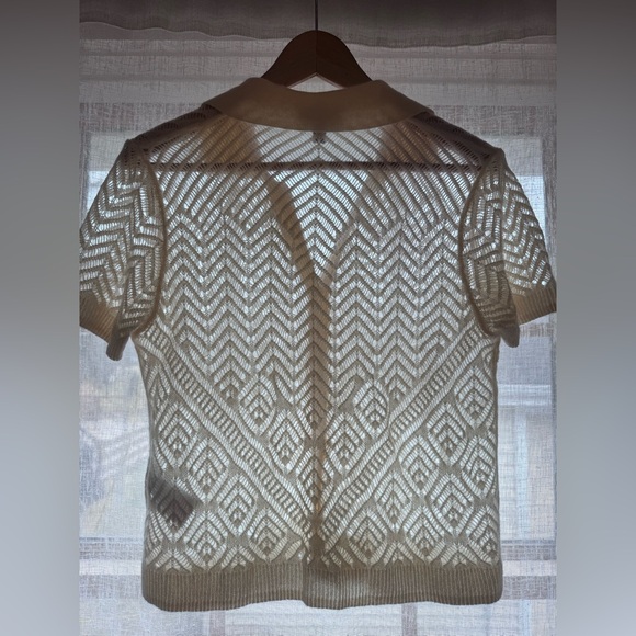 J. Crew 100% Cashmere pointelle button-up short-sleeve cardigan in S - Picture 6 of 15